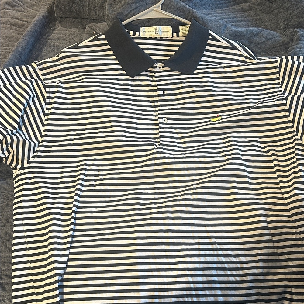 Fairway & Greene (Masters) Navy and White Striped Polo